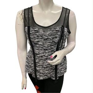 Picadilly Fashion Black and White Mesh Tank Top Size XL